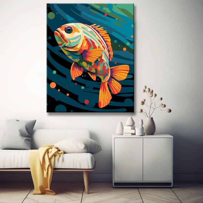 Colorful children's picture: vendace fish for painting by numbers