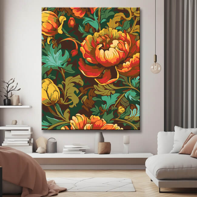 Chinese floral pattern - painting by numbers