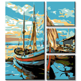 Painting by numbers sailboat 4 parts