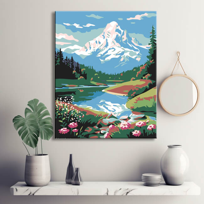 Impressive mountain landscape - painting by numbers