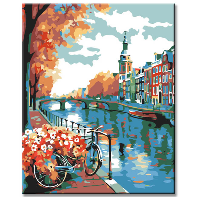 Amsterdam With Ships And BridgePainting By Numbers