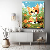 Cute kitten in the garden - painting by numbers