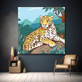 Colorful landscape with jaguars - painting by numbers