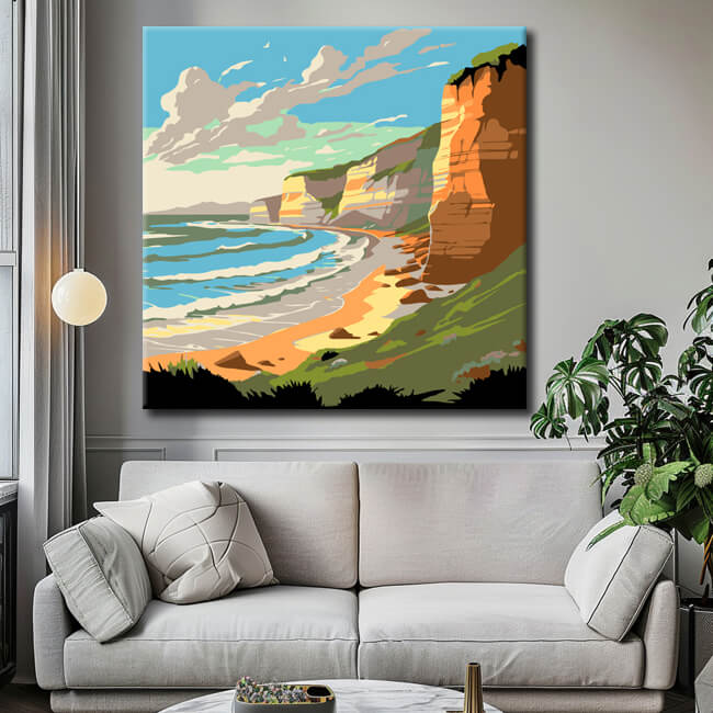 Beautiful cliff beach - paint by numbers