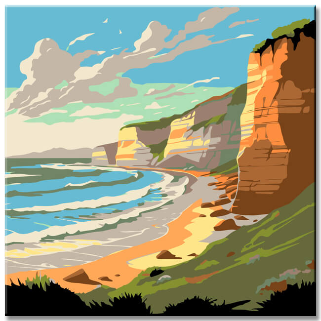 Beautiful cliff beach - paint by numbers