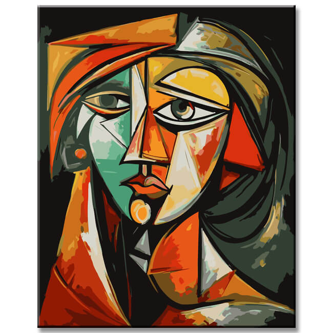 Cubist Portraits As A Gallery WallAbstract And Colorful Canvas Pictures, 5-Panel