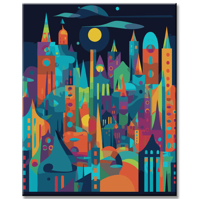 Futuristic city silhouette - painting by numbers