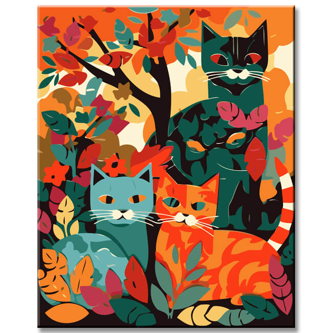 Autumnal kittens - painting by numbers