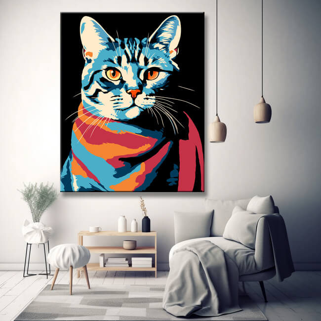 American Shorthair Cat - Painting by Numbers in the Style of Andy Warhol