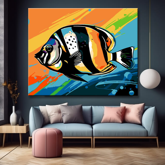 Banner fish in pop art style - painting by numbers