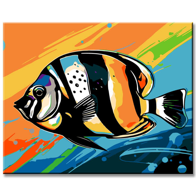 Banner fish in pop art style - painting by numbers