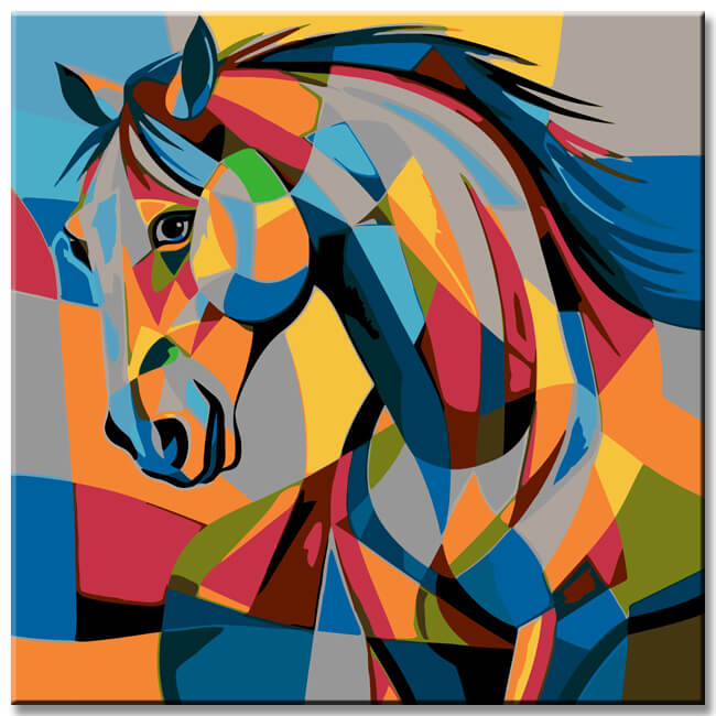 Horse painting in Picasso style - paint by numbers