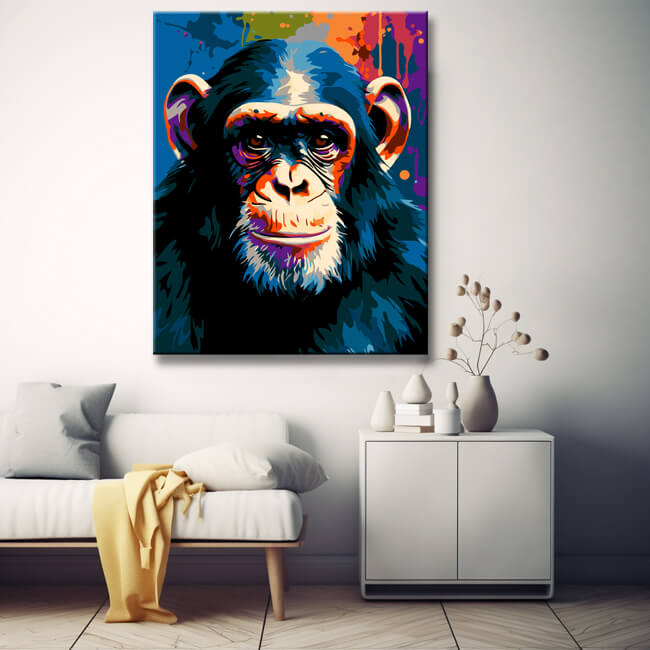 Chimpanzee portrait - painting by numbers