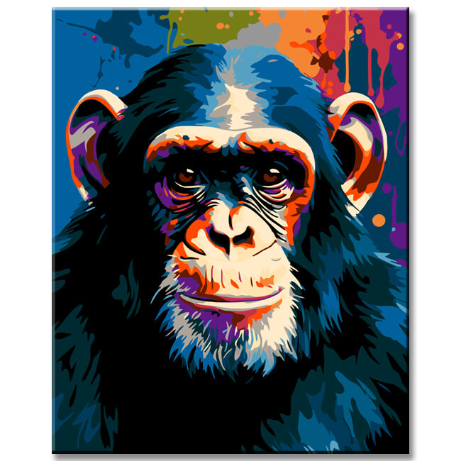 Chimpanzee portrait - painting by numbers