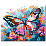 Butterfly over Flowers - Painting by Numbers Fauvism