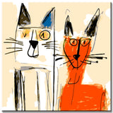 Dog and cat - painting by numbers in Picasso style