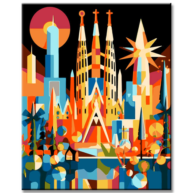 Barcelona Skyline - Painting by Numbers