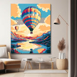 Hot air balloon in the sunset - painting by numbers