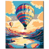 Hot air balloon in the sunset - painting by numbers