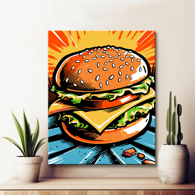 Burgers and Fries - Painting by Numbers Abstract Art