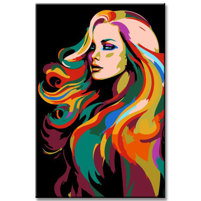 Colorful lady portrait painting by numbers