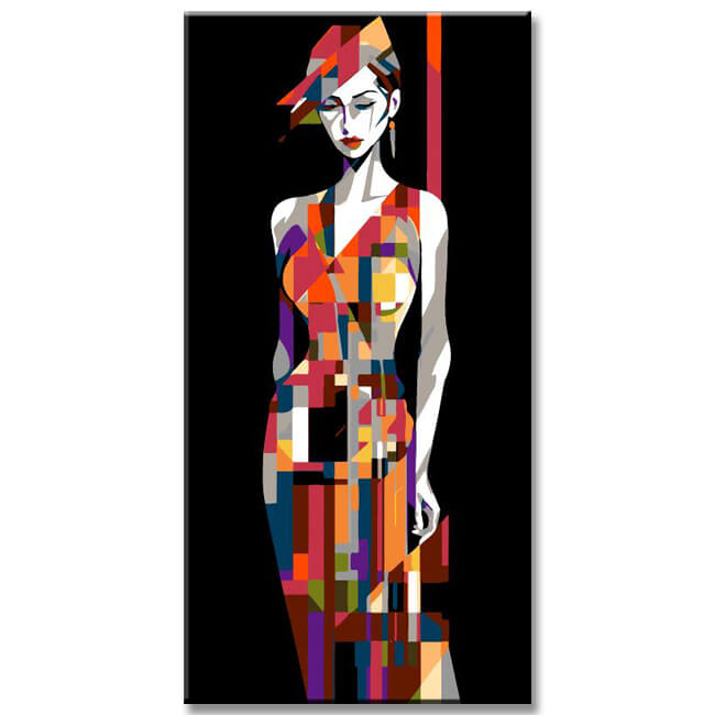 Female portrait in cubist reality - painting by numbers