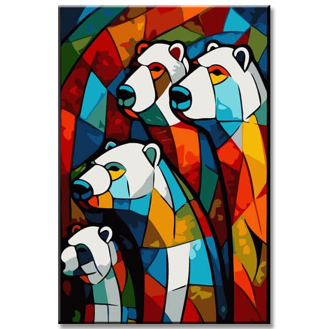 Painting by Numbers Polar Bear Family in Picasso Style