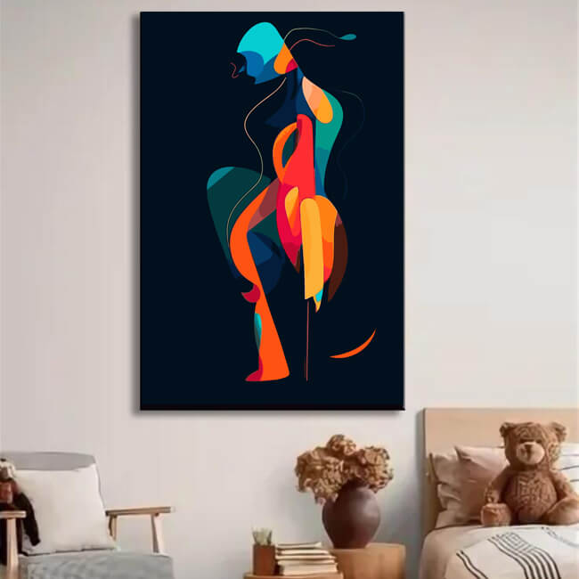 Abstract woman by paint-by-numbers colorful style 1