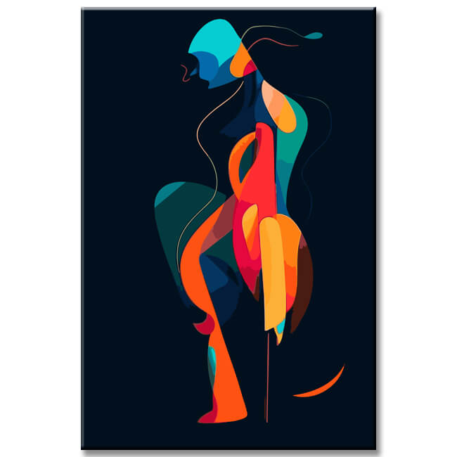 Abstract woman by paint-by-numbers colorful style 1