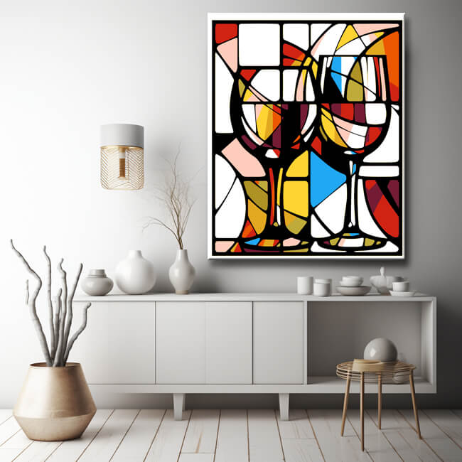 Geometric wine glasses - painting by numbers