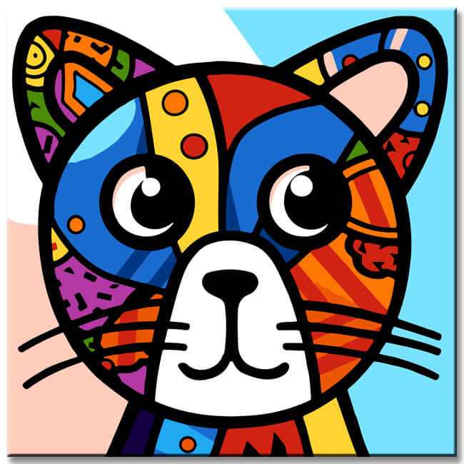 Cartoon animal cat - paint by numbers