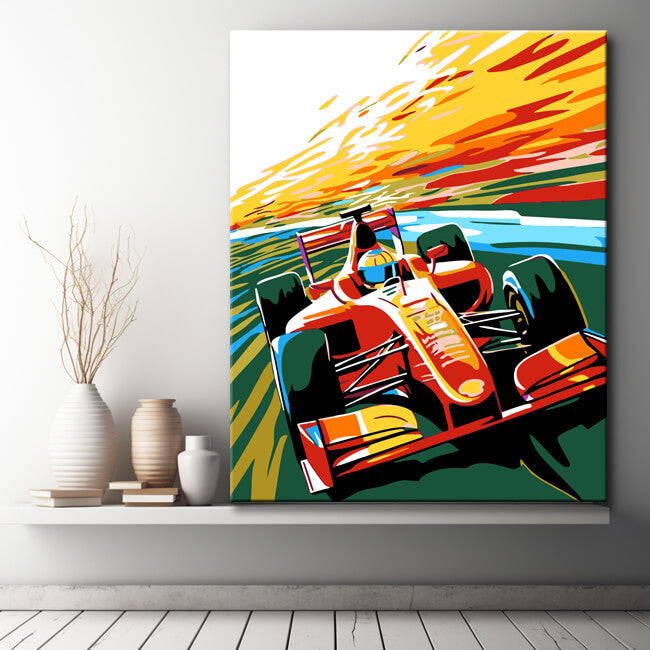 Formula 1 racing cars on the race track - painting by numbers