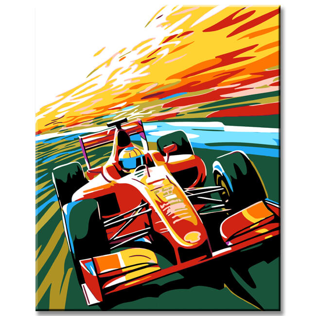 Formula 1 racing cars on the race track - painting by numbers