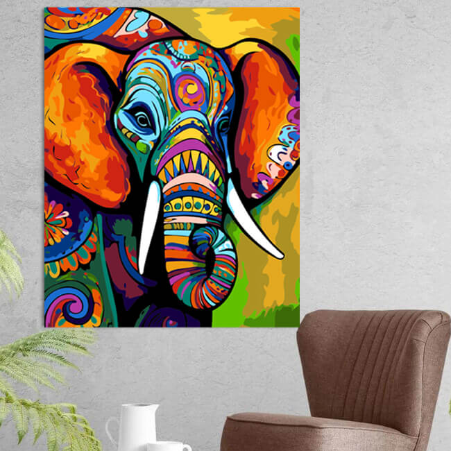 Colorful elephant in Picasso style