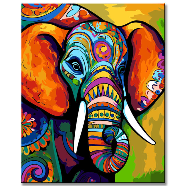 Colorful elephant in Picasso style