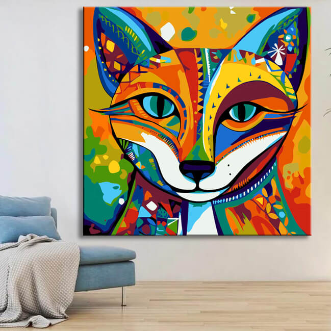 Colorful Picasso Style Fox Painting - Paint by Numbers