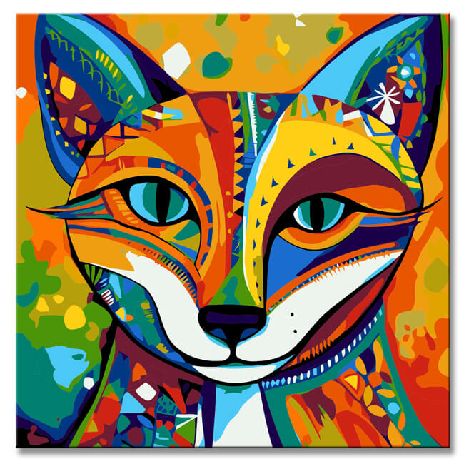 Colorful Picasso Style Fox Painting - Paint by Numbers