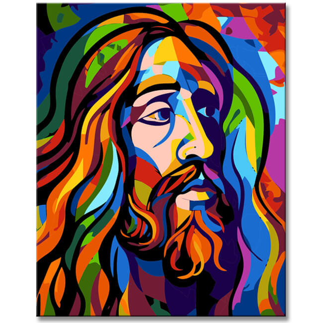 Colorful Jesus Christ painting by numbers picture in Picasso style - painting by numbers