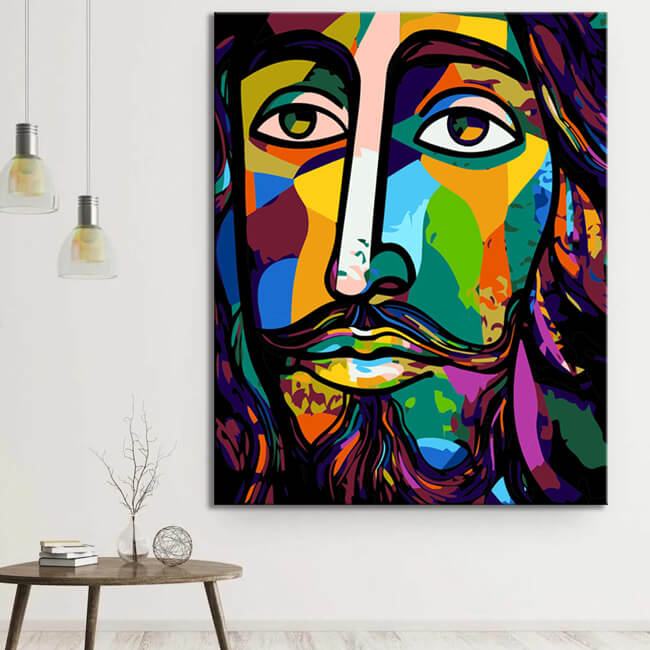 Digital painting by numbers template - Jesus Christ in Picasso style