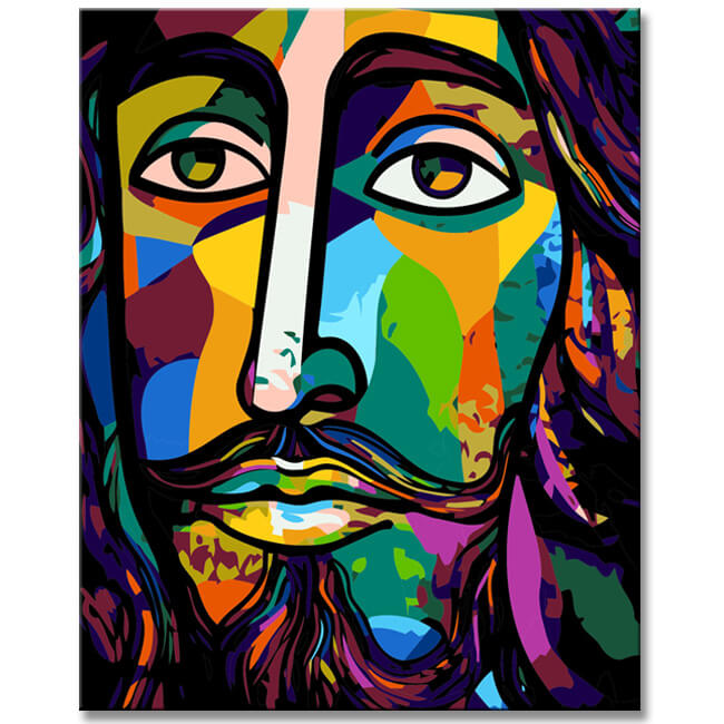 Digital painting by numbers template - Jesus Christ in Picasso style