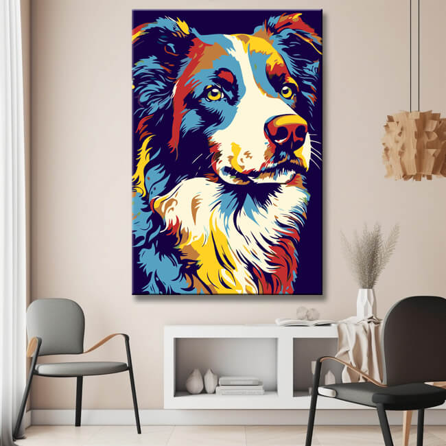 Colorful Border Collie - Painting by Numbers