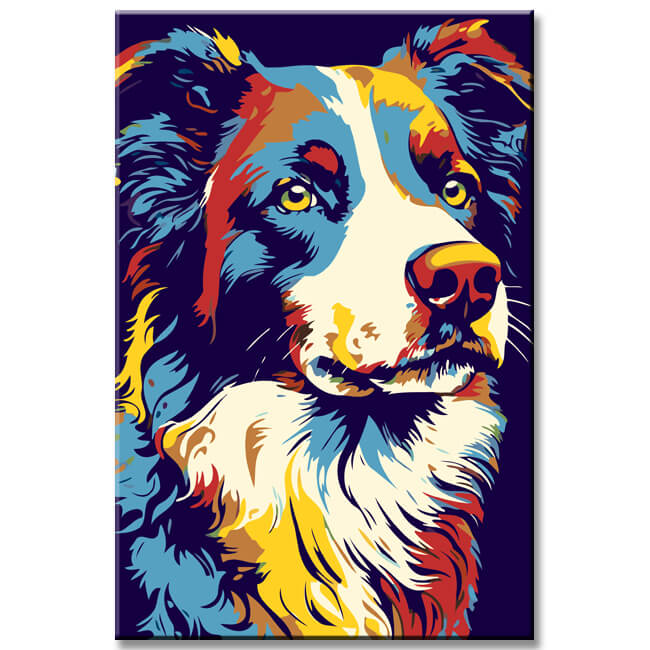 Colorful Border Collie - Painting by Numbers