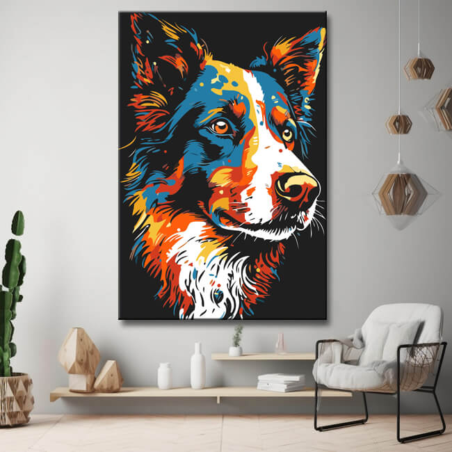 Colorful Border Collie I - Painting by Numbers