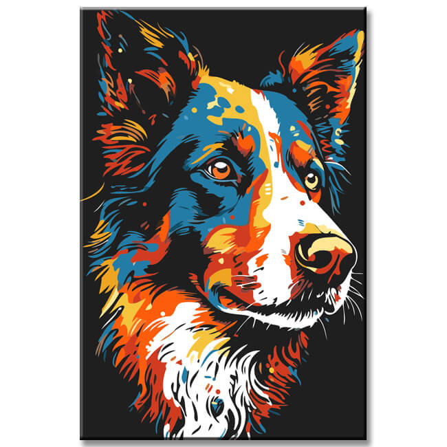 Colorful Border Collie I - Painting by Numbers