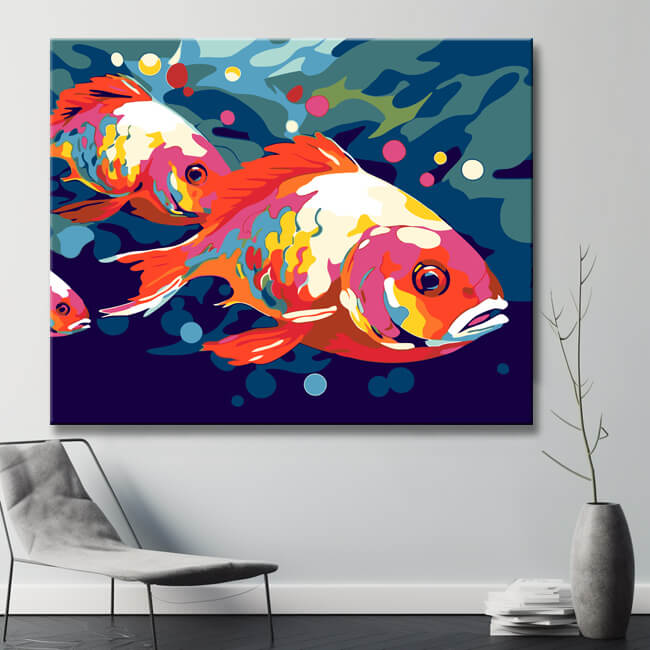 Colorful school of fish - painting by numbers