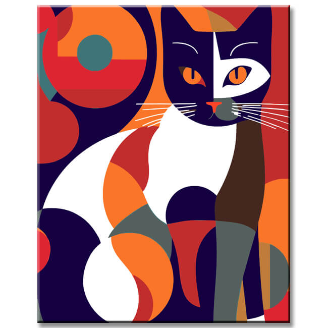 Colorful Picasso cat magic - painting by numbers