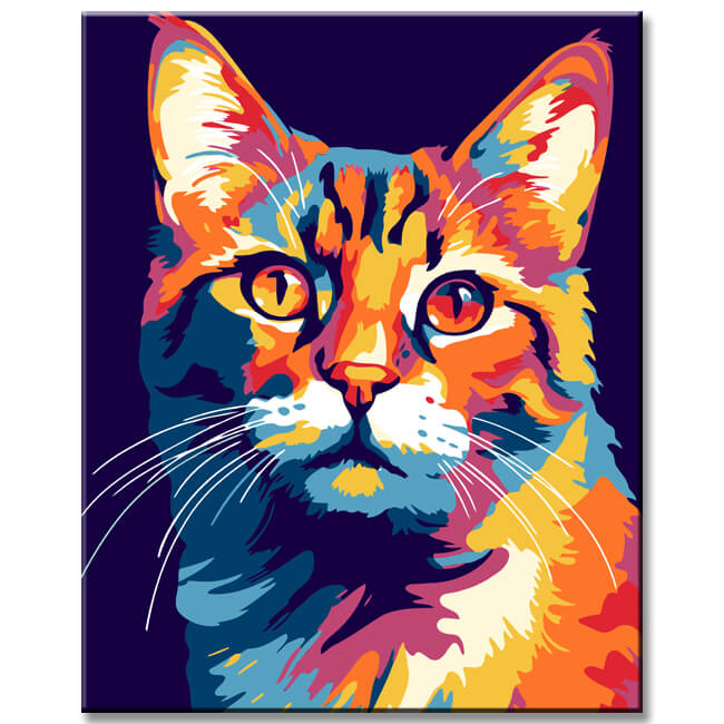 Colorful Serval Cat - Painting by Numbers