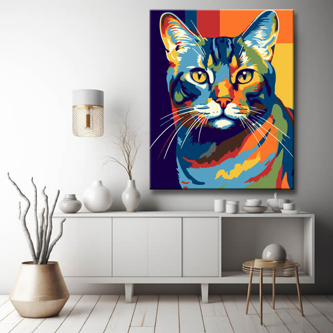 Colorful American Shorthair Cat - Painting by Numbers