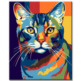 Colorful American Shorthair Cat - Painting by Numbers