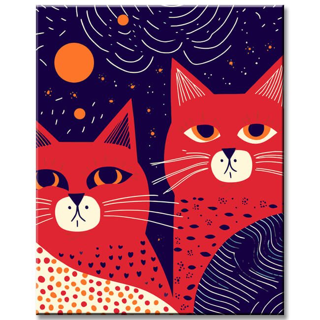 Cats at Night II - Painting by Numbers